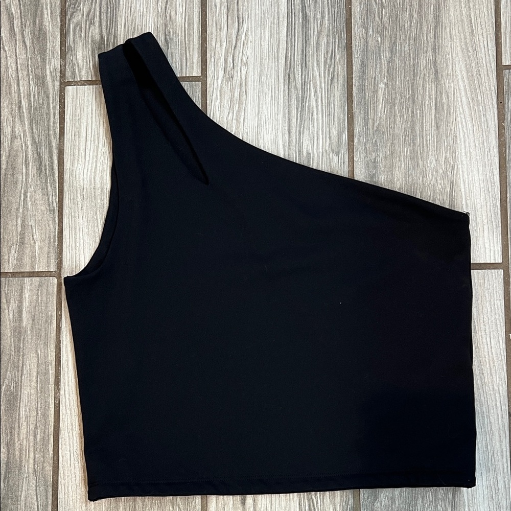 Abercrombie Split Shoulder Black One-Shoulder Top NWOT